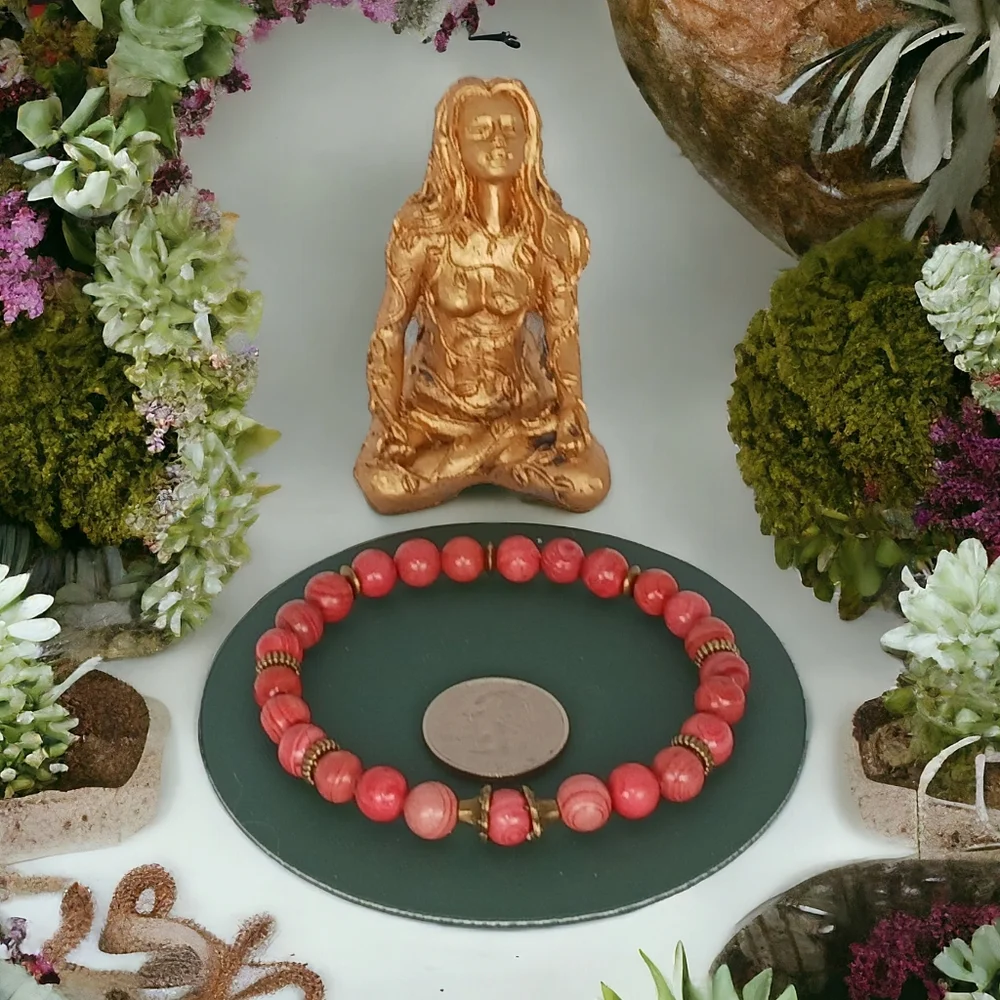 HP🎉🎉 Red Jasper Mala Bracelet Warm Earth Tone Rust Unisex Eclectic Grandpa Y2k